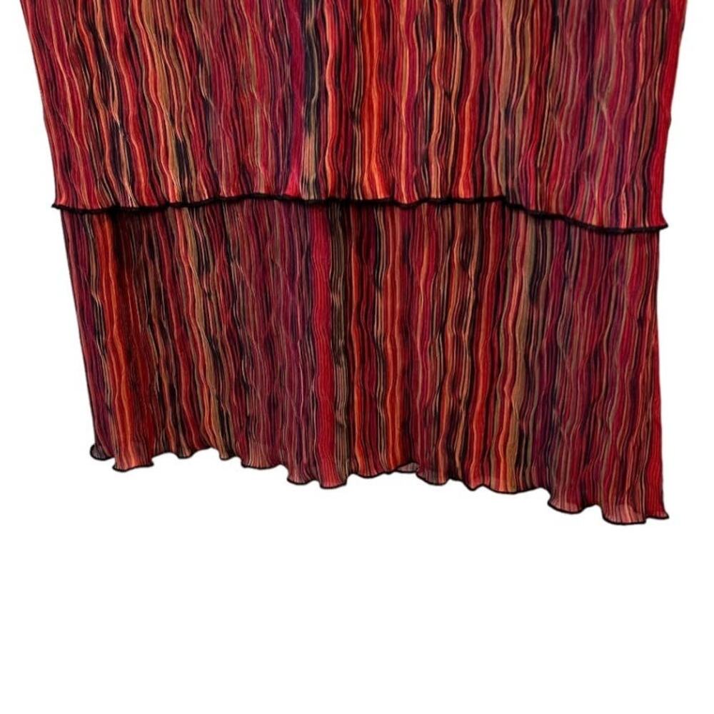 Helene Blake Vintage Striped Layered Midi Dress Red Black Textured Plus Size 16 - Picture 8 of 10